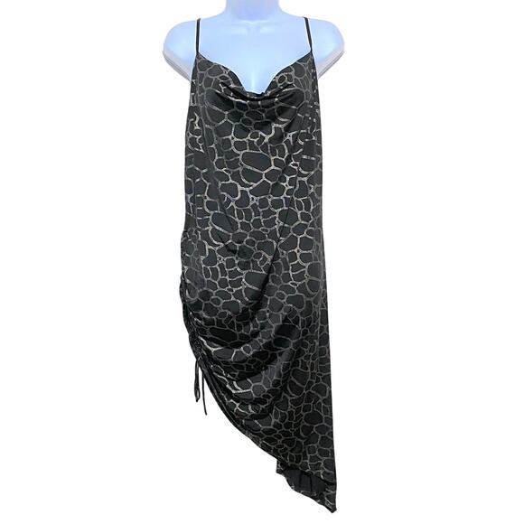 Bluebell Dresses & Skirts - Bluebell Y2K Slinky Slip Dress L Cowl Neck Asymmetrical HOCO Mob Wife Grunge